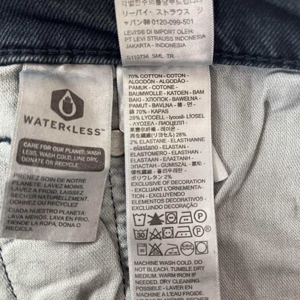 Levis 511 Jeans Men 32x34 Black Slim Fit Dark Wash Stretch Denim Grunge Goth NEW - Picture 6 of 10